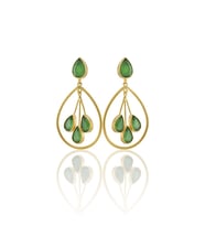 Kadir Jewellery 22 Ayar Altına Kaplama Kadın Sallantılı Küpe -El İşçiliği Ve Hipoalerjenik Küpe (Yeşil)