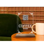 BK Gift Restoran & Cafe & Barlara Özel Ahşap Standlı Pleksi QR Kod Menü, Cafe&Bar için QR kodlu Tabela, QR kodlu Masa Dekoru - 10 ADET-1 (Model 5)