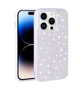 Vendas Apple iPhone 14 Pro Kılıf Parlak Taşlı Tasarım Zore Pırlanta Kapak (Beyaz)