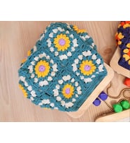 Handmade Ahşap Burslu El Çantaları ,Örgü Çiçekli Portföy Çantalar, El Yapımı Çiçekli Düğün Çantası (Yeşil)
