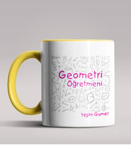 Kişiye Özel Geometri Öğretmeni Tasarımlı Siyah Renk Kupa Bardak 2 (Sarı)