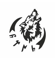 Bozkur Göktürkçe Türk Sticker siyah 20x20 CM (Siyah-Siyah)
