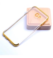 Galaxy J4 Plus Kılıf Dört Köşeli Lazer Silikon Kılıf (Gold)