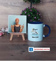 Kadın Yüzme Antrenörü Fotoğraflı Dekoratif Taş, Kupa Bardak Beyaz Hediye (Model 3)