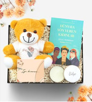 Kişiye Özel Peluş Ayıcık & En Çok Okunan Kitap & Beyaz Metal Kutulu Mum (Model 2)