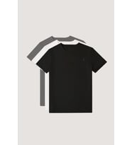 Unisex Bisiklet Yaka Standart %100 Pamuk Erkek Basic T-Shirt 3'li paket (SIYAH-GRI-SIYAH)