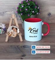Kral Babam Babaya Hediye Kupa Bardak Beyaz ve Fotoğraflı Ahşap Anahtarlık Hediye (Model 2)