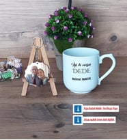 Dedeye Hediye Kupa Bardak Beyaz ve Fotoğraflı Ahşap Anahtarlık Hediye (Model 5)