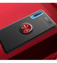Samsung Galaxy A7 2018 Kılıf Yüzüklü Magnetli Ravel Case (Siyah-Kırmızı)