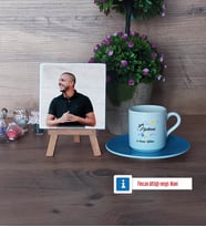 Sınıf Öğretmeni Fotoğraflı Dekoratif Taş, Ahşap Altlıklı Türk Kahvesi Fincanı Hediye Öğretmenler Günü Hediyesi (Model 5)