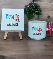 Polis Hediye Seti Kupa Bardak T Kulplu ve Dekoratif Taş 10 Nisan Polisler Günü Hediyesi (Model 1)