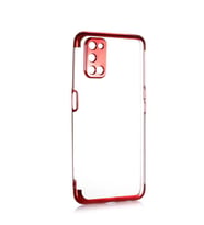 Oppo A72 Kılıf İnce Köşeleri Renkli Şeffaf Silikon (Kırmızı)
