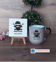 Erkek Kuaförü Dekoratif Taş, Kupa Bardak Kırmızı Hediye (Model 9)