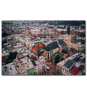 Cakapuzzle Şehir ve Renkli Çatılar Kuşbakışı Görünüm  Puzzle Yapboz MDF (Ahşap) (1000 Parça)
