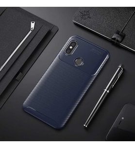 Xiaomi Redmi Note 6 Pro Kılıf Karbon Silikon Case (Lacivert)