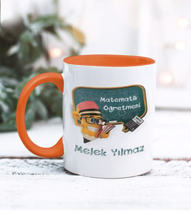 Matematik Öğretmeni Tasarımlı Kişiye Özel Kupa Bardak (Turuncu)