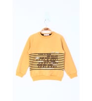 Toontoy Erkek Çocuk Yazı Baskılı Sweatshirt (Hardal)