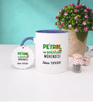 Petrol ve Doğalgaz Mühendisi Kupa Bardak ve Anahtarlık (Lacivert)