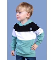 Toontoy Erkek Çocuk Kapüşonlu Garni Detaylı Sweatshirt (Yeşil)