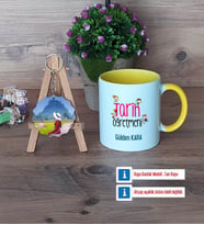 Tarih Öğretmeni Kupa Bardak Beyaz ve Fotoğraflı Ahşap Anahtarlık Hediye (Model 7)