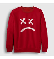Presmono Unisex Beyaz Sad Face Lil Peep Sweatshirt 38060tt (Kırmızı)