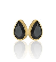 Kadir Jewellery 22 Ayar Altın Kaplama Kadın Minimal Küpe -El İşçiliği Ve Hipoalerjenik Küpe (Siyah)