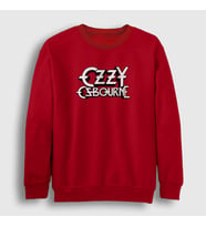 Presmono Unisex Beyaz Logo Ozzy Osbourne Sweatshirt 39485tt (Kırmızı)