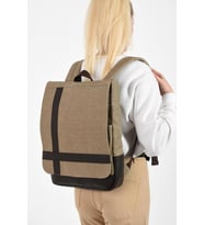 Kadın Sırt Çantası 35*22 Cm Kanvas Kumaş Laptop Bölmeli Business Sırt Çantası Okul Çantası Mega Bag (Bej)