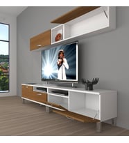 Decoraktiv Eko 5200 Mdf Krom Ayaklı Tv Ünitesi Tv Sehpası (Beyaz - Ceviz)