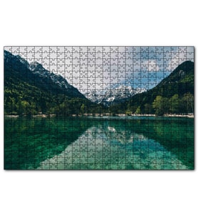 Cakapuzzle Yeşil Göl Orman ve Karlı Dağlar  Puzzle Yapboz MDF (Ahşap) (1000 Parça)
