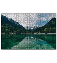Cakapuzzle Yeşil Göl Orman ve Karlı Dağlar  Puzzle Yapboz MDF (Ahşap) (1000 Parça)