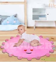 Bebek Oyun Halısı 80 cm Ponponlu ve Ayaklı (%100 Yerli) (Pembe)