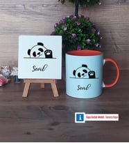 Sevimli Panda Dekoratif Taş, Kupa Bardak Kırmızı Hediye (Model 12)