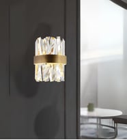 Roxy Taşlı Aplik Kristal Taşlı Ledli Duvar Aydınlatması (Eskitme Altın)