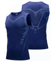 Ghassy Co. Erkek Fitness Hızlı Kuruma Nefes Alabilen Çapraz Daraltma Tipi Kolsuz Spor T-shirt  (Lacivert)