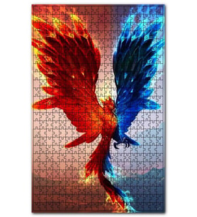 Cakapuzzle Mavi Turuncu Anka Kuşu Alev Saçan Puzzle Yapboz MDF (Ahşap) (255 Parça)