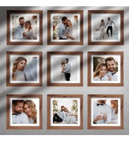 9 adet 15x15 Kare Çerçeve Fotoğraf Hediye (Gold)