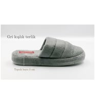 Kadın Yumuşak Terlik Kışlık Termal Yüksek Tabanlı Kadın Ev Terliği (Gri)