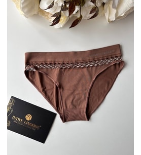 Kadın Dikişsiz Antibakteriyel Sportwear Fileli Slip/Bikini (Siyah, Bordo, Kahverengi, Lacivert) (Kahverengi)