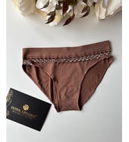 Kadın Dikişsiz Antibakteriyel Sportwear Fileli Slip/Bikini (Siyah, Bordo, Kahverengi, Lacivert) (Kahverengi)