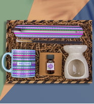 eJOYA Kişiye Özel Kupa & Buhurdanlık ve Esansı & Tütsü Kayığı ve Tütsüler Hediye Kutusu 111962 (Mavi)