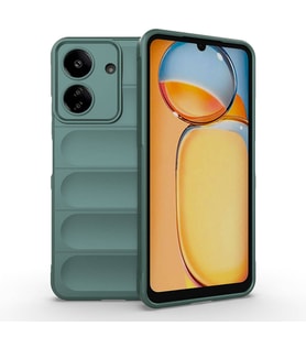 Xiaomi Poco C65 Kılıf Esnek TPU Oyuklu Arka Yüzey Tasarımlı Etnik Silikon Kılıf (Koyu Yeşil)