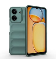 Xiaomi Poco C65 Kılıf Esnek TPU Oyuklu Arka Yüzey Tasarımlı Etnik Silikon Kılıf (Koyu Yeşil)