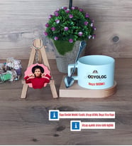 Odyolog Kupa Bardak Beyaz ve Fotoğraflı Ahşap Anahtarlık Hediye (Model 8)