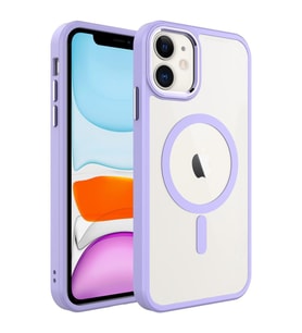 Uyumlu Model Apple iPhone 11 Kılıf Krom Magsafe Silikon Kapak (Lila)