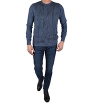 BRG-21205 BİSİKLET YAKA DESENLİ KAZAK (A.Indigo) (A.INDIGO)