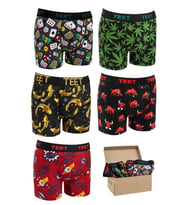 TEET Erkek Boxer Pamuklu Desenli DeLuxe 5'li Set (Siyah-Haki)