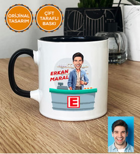 Kişiye Özel Karikatürlü Eczacı Hediye Kupa Bardak Erkek Ezacıya Tıp Bayramı Hediyesi (Siyah)