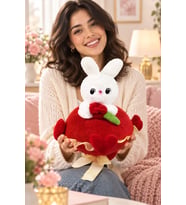 Peluş Tavşan Sevgi Buketi Ve Sevgililer Günü & Doğum Günü Hediye (Kırmızı)