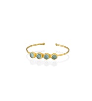 Kadir Jewellery 22 Ayar Altın Kaplama Zirkon Taşlı Ayarlanabilir Trend Bilezik (Açık Mavi)